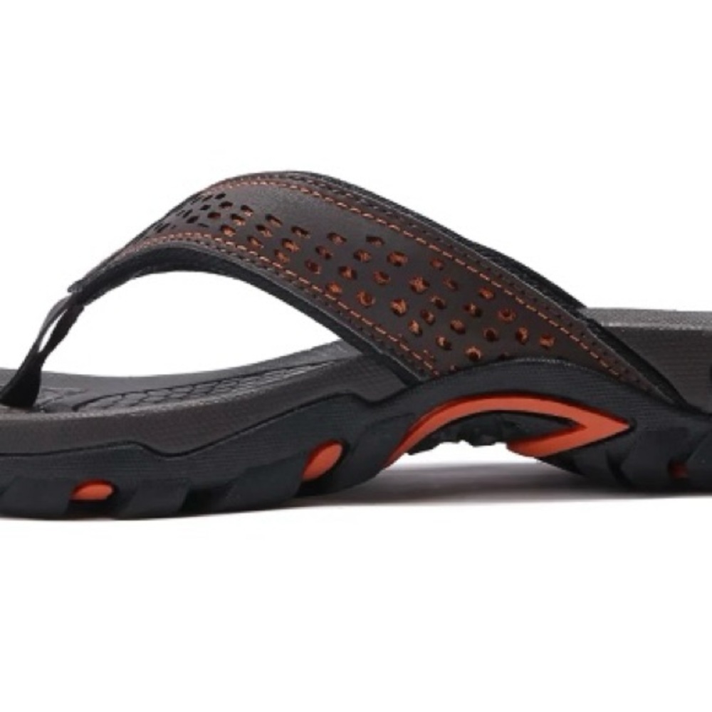 Men's Hobibear Casual Brown and Orange Flip-Flops